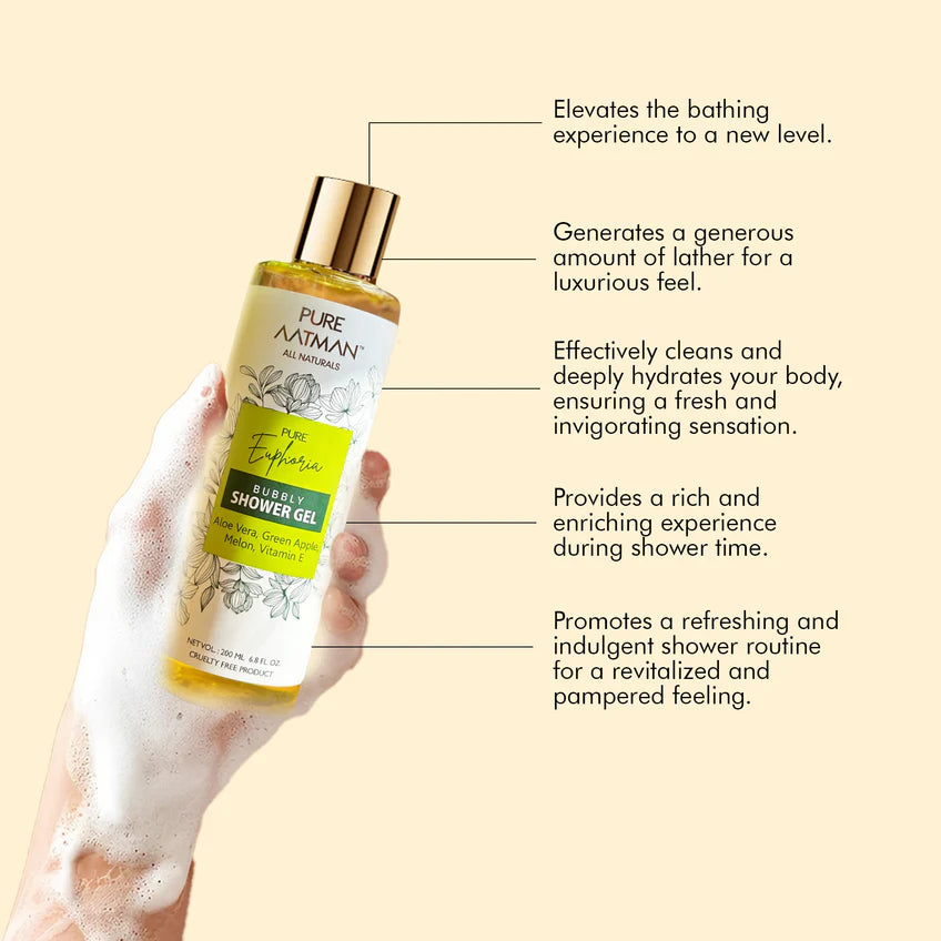 PURE AATMAN Pure Euphoria Bubbly Shower Gel Clean, Healthy & Moisturized Skin I Paraben & Sulphate FREE