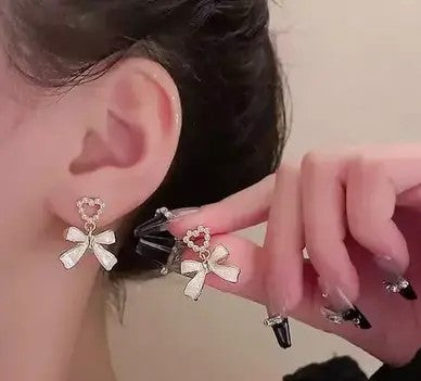 Korean Heart & Bow Earrings